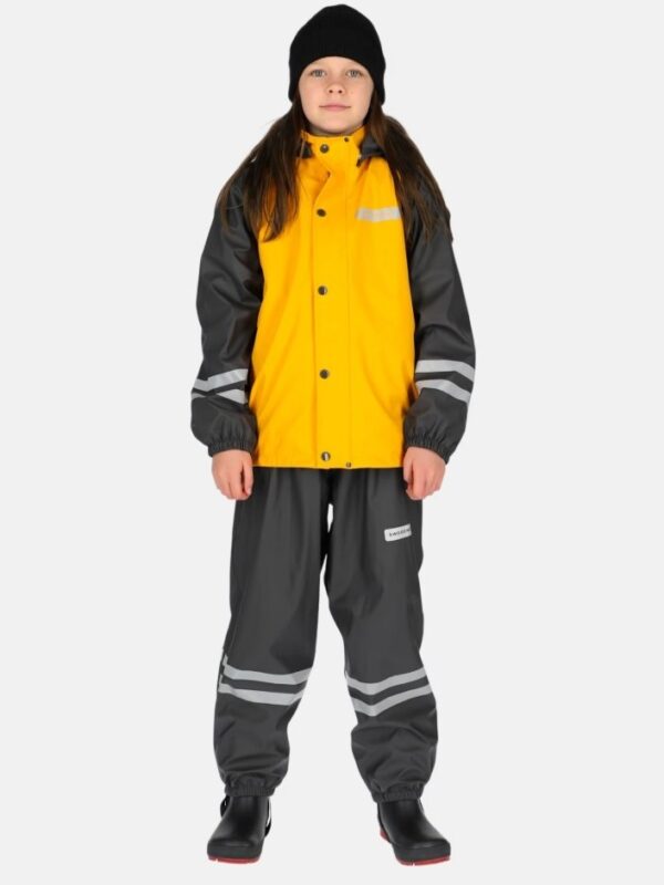 kollane_must2 Swedemount fliisvoodriga vihmakomplekt 'sinepikollane/tumehall'